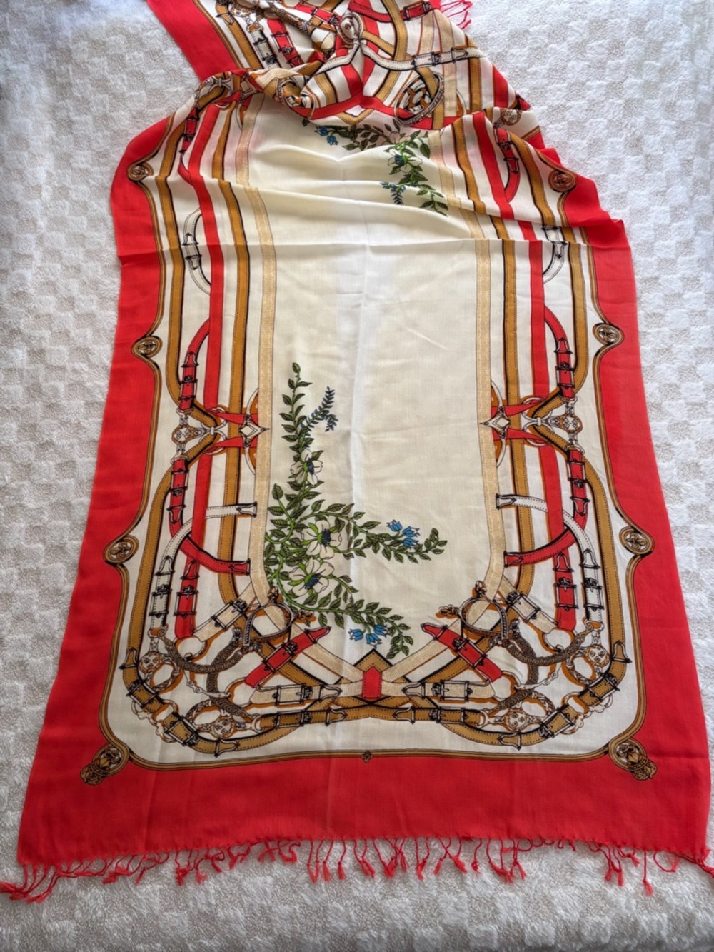 DANA XU 100% Merino Wool Extra Large Pashmina Blanket Travel Scarf Floral